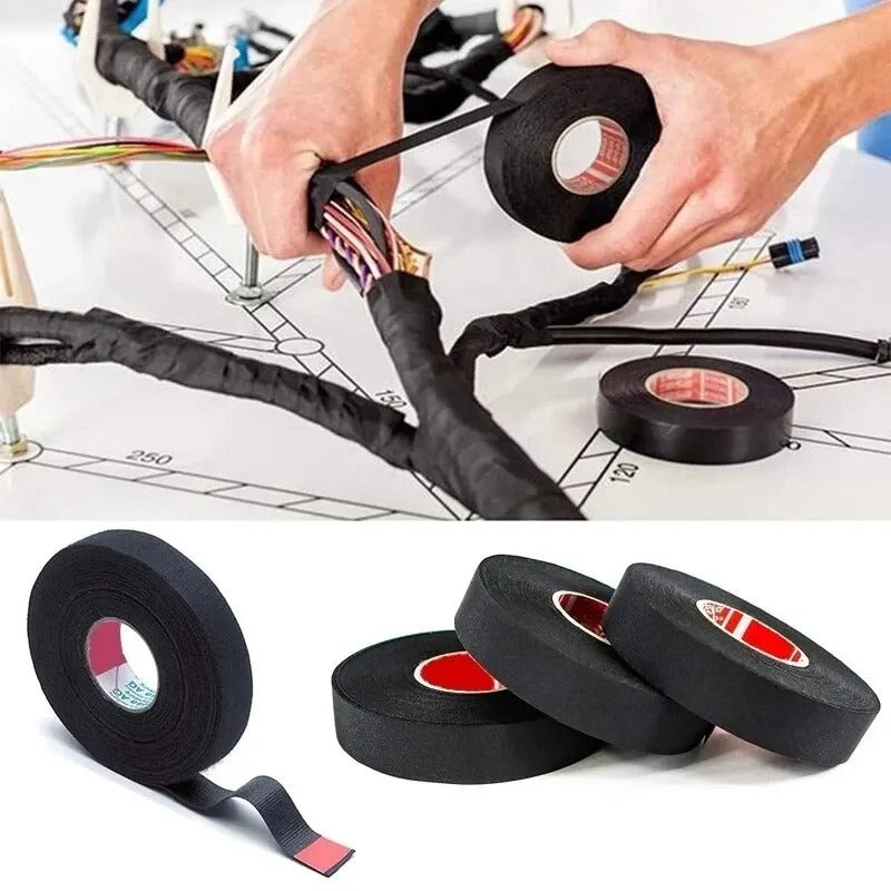Fita Isolante Tecido Chicote Lonada com Cola Preto - Original Automotiva - Loja da Conexão Elétrica