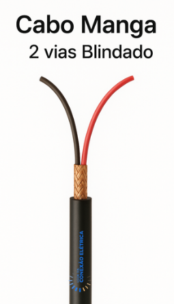 Cabo Manga 2X26AWG 70°C 150V Blindagem Trançada - MR, VM - Loja da Conexão Elétrica