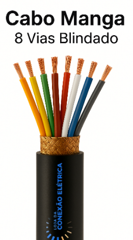 Cabo Manga 8X22AWG Blindagem Trançada - AM, LJ, VD, VM, MR, BR, AZ, CZ
