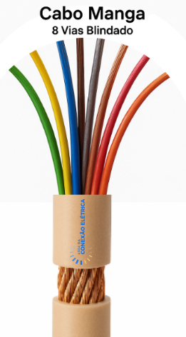Cabo Manga 8X24AWG 105°C 300V Blindagem Trançada - AZ, VM, VD, AM, VL, MR, CZ, LJ - Loja da Conexão Elétrica