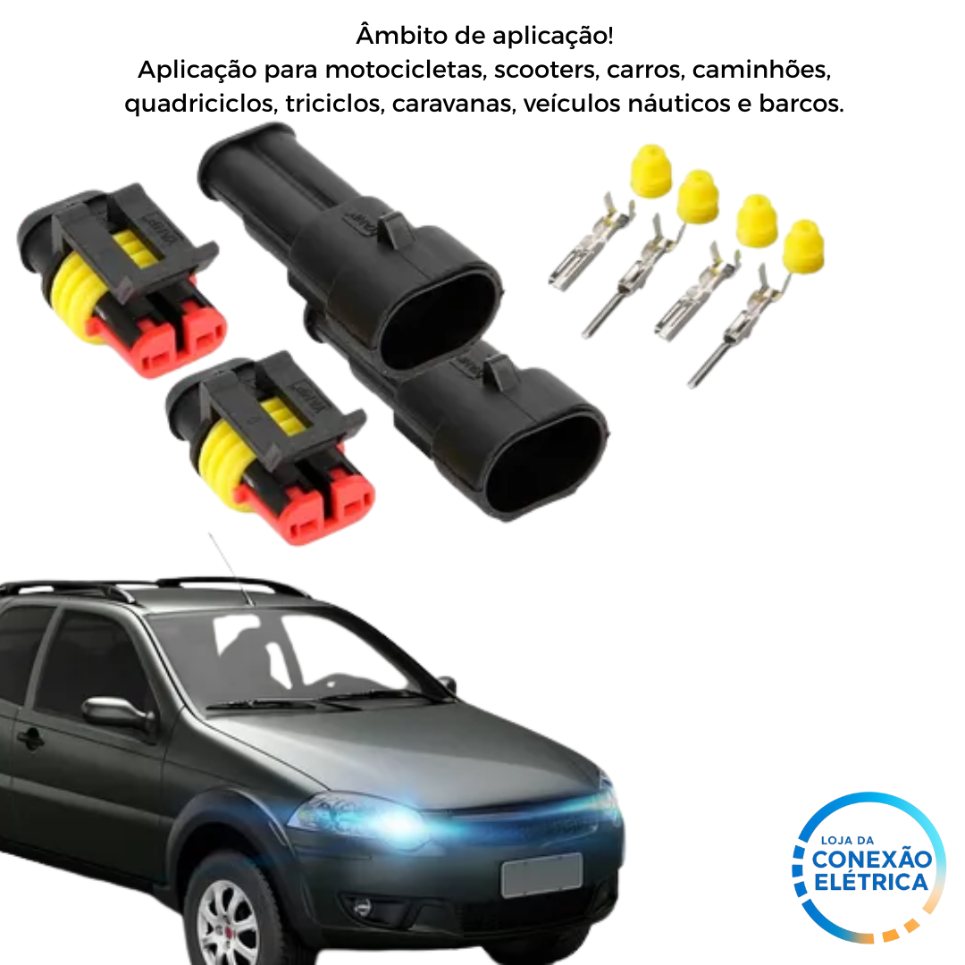 Kit 10 peças Conectores Superseal Macho e Fêmea - 2 vias - Loja da Conexão Elétrica