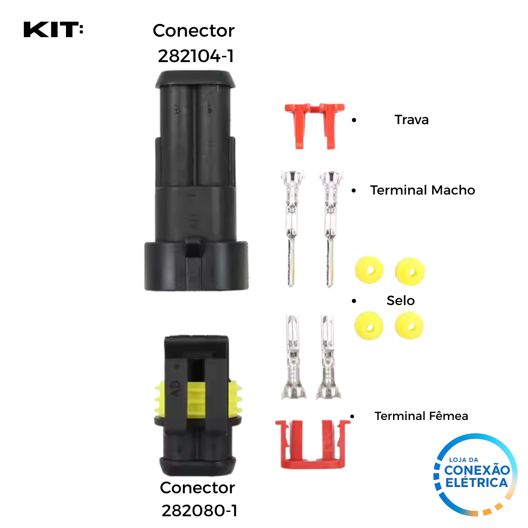 Kit 10 peças Conectores Superseal Macho e Fêmea - 2 vias - Loja da Conexão Elétrica