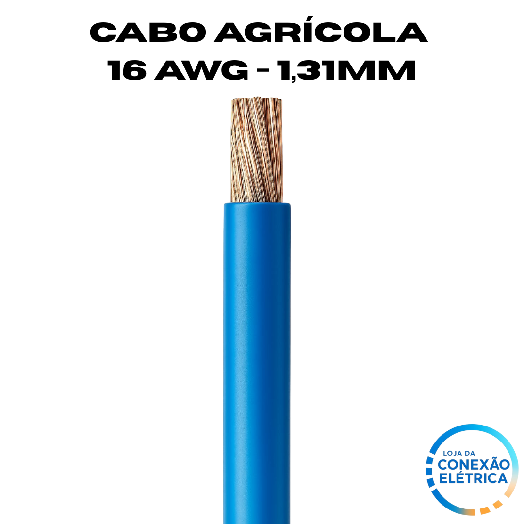 Cabo Agrícola 16awg (1,31mm2) - Norma SAE J1128 GXL XLPE - Rolo de 100 metros - Loja da Conexão Elétrica