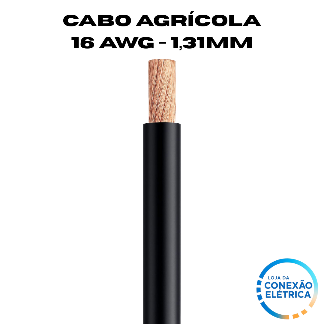 Cabo Agrícola 16awg (1,31mm2) - Norma SAE J1128 GXL XLPE - Rolo de 100 metros - Loja da Conexão Elétrica