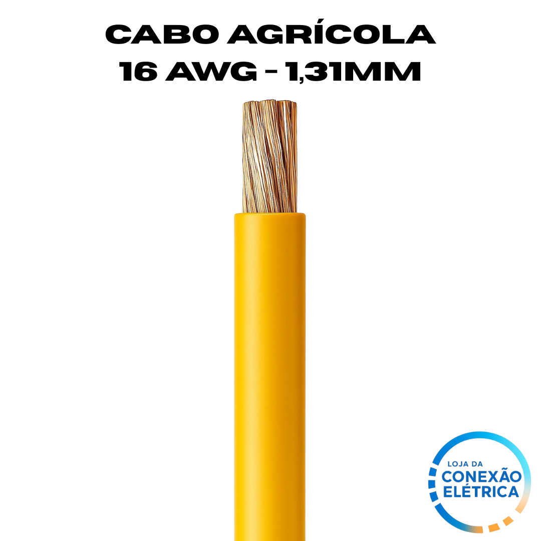 Cabo Agrícola 16awg (1,31mm2) - Norma SAE J1128 GXL XLPE - Rolo de 100 metros - Loja da Conexão Elétrica