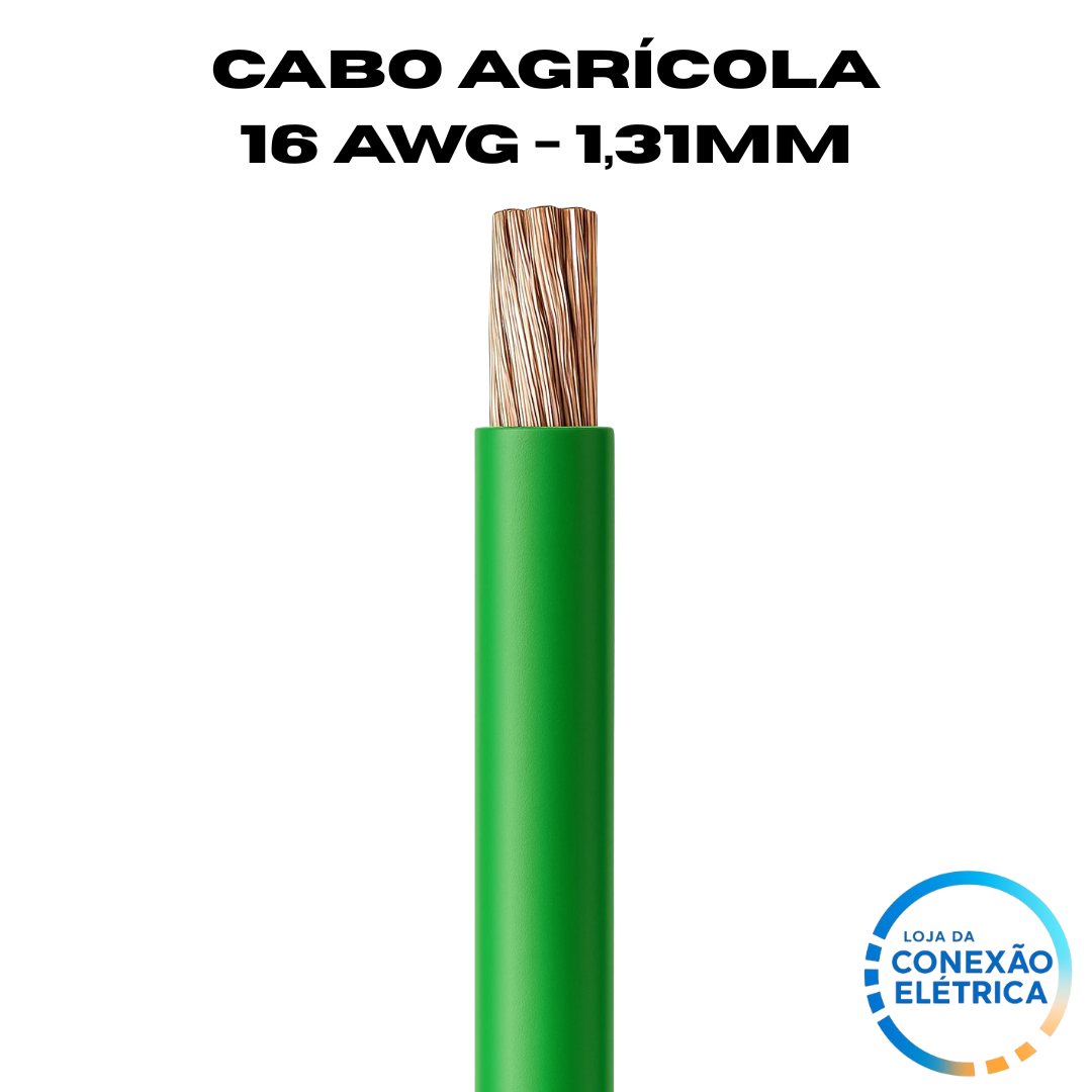 Cabo Agrícola 16awg (1,31mm2) - Norma SAE J1128 GXL XLPE - Rolo de 100 metros - Loja da Conexão Elétrica