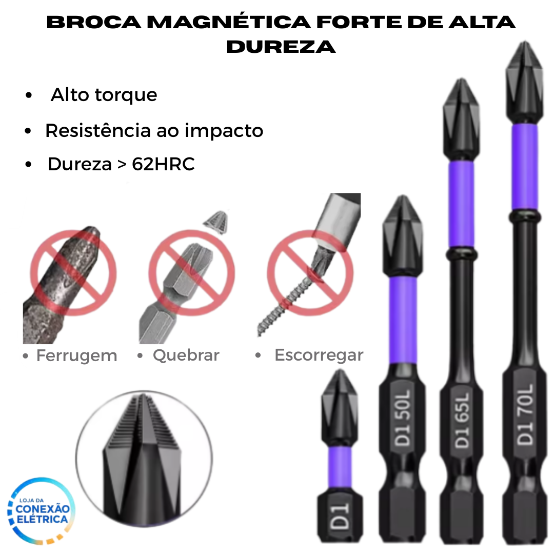 Kit de Chaves de Fenda Magnética Bits 12 Peças - Loja da Conexão Elétrica