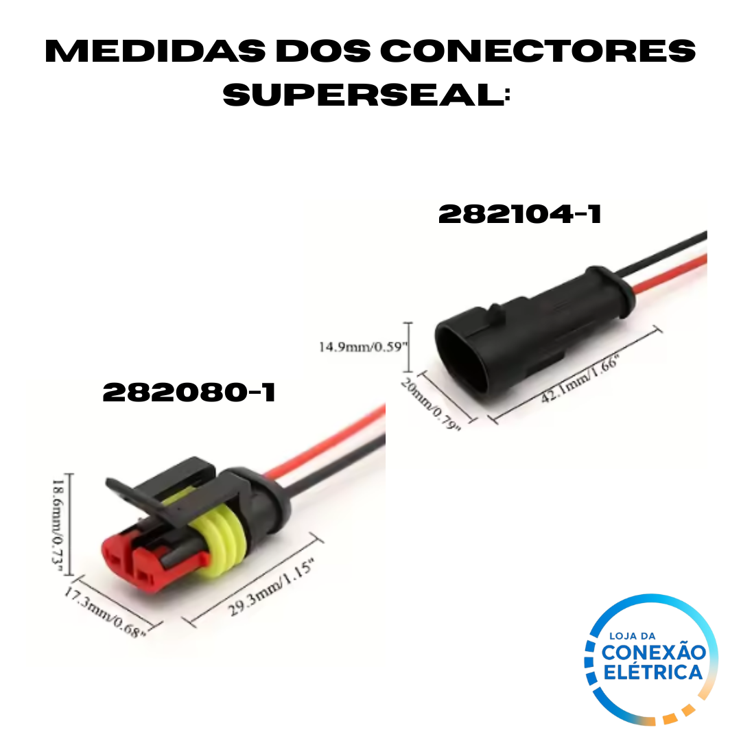 Kit 10 peças Conectores Superseal Macho e Fêmea - 2 vias - Loja da Conexão Elétrica