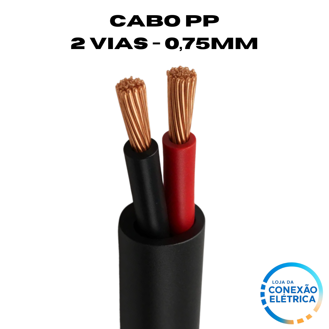 Cabo PP 2X0,75mm² 70°C 300/500V NM 247-5 - PT, VM - Loja da Conexão Elétrica