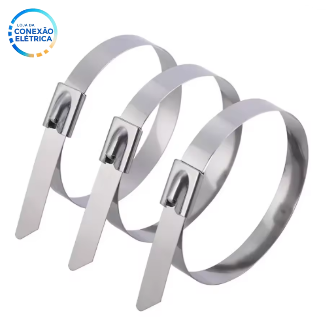 Abraçadeiras de Aço Inoxidável - Kit 100 unidades - Alta Qualidade - Loja da Conexão Elétrica