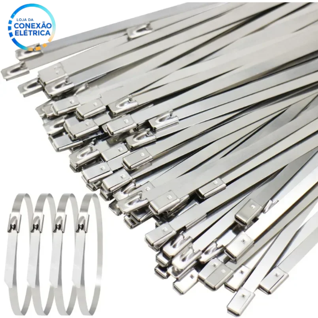 Abraçadeiras de Aço Inoxidável - Kit 100 unidades - Alta Qualidade - Loja da Conexão Elétrica