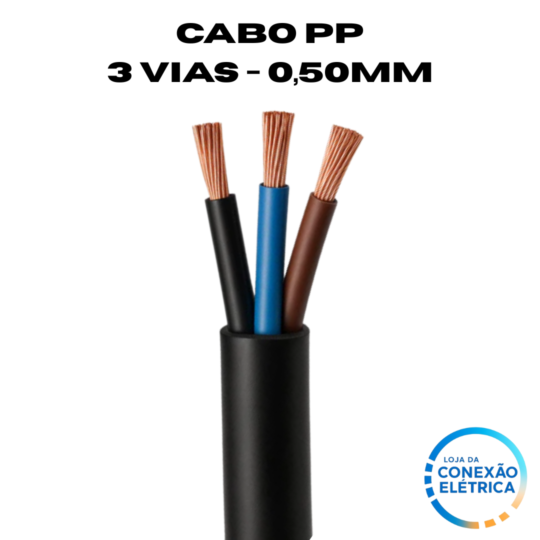 Cabo PP 3X0,50mm² 70°C 300/500V NM247 - PT,AZ,MR - Loja da Conexão Elétrica