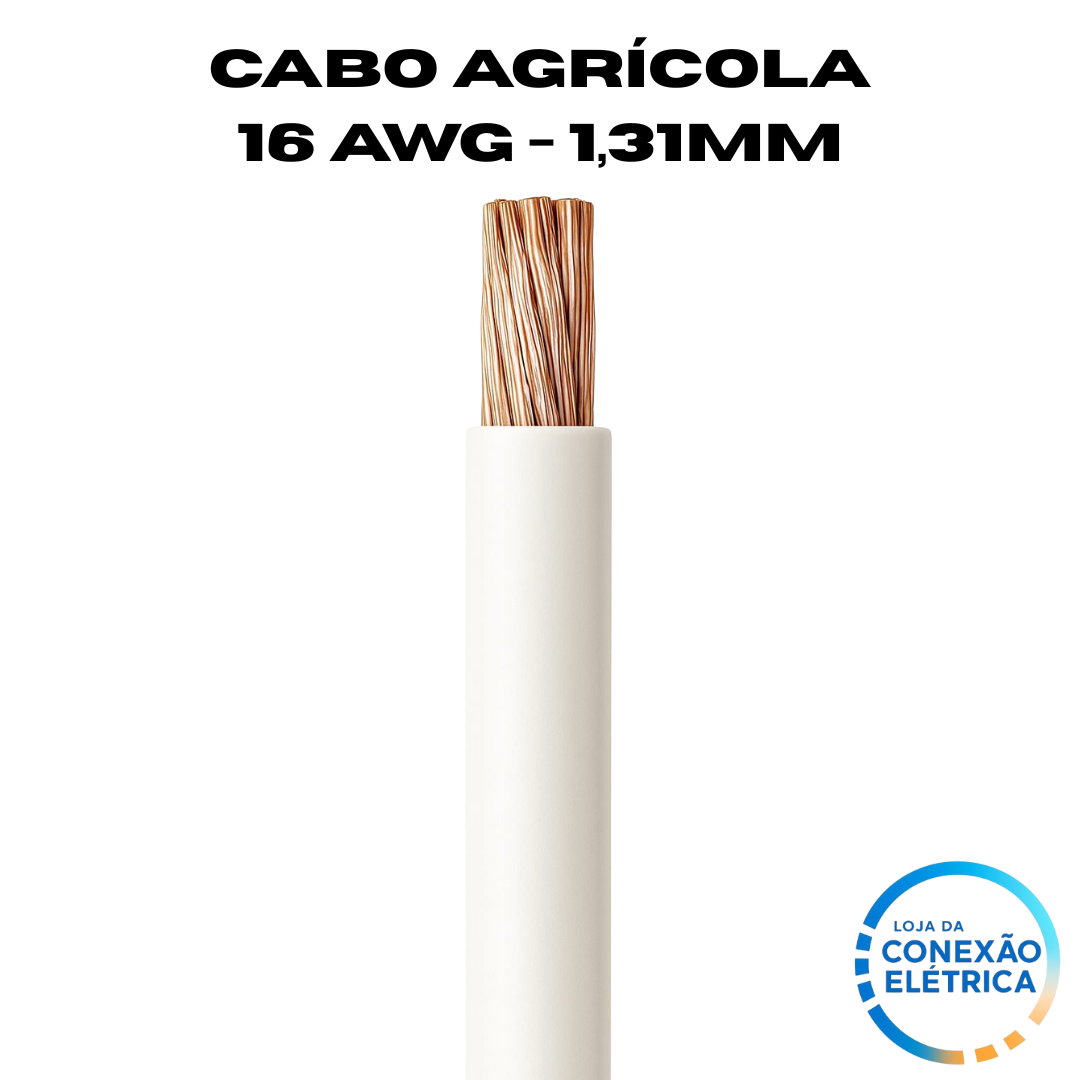 Cabo Agrícola 16awg (1,31mm2) - Norma SAE J1128 GXL XLPE - Rolo de 100 metros - Loja da Conexão Elétrica