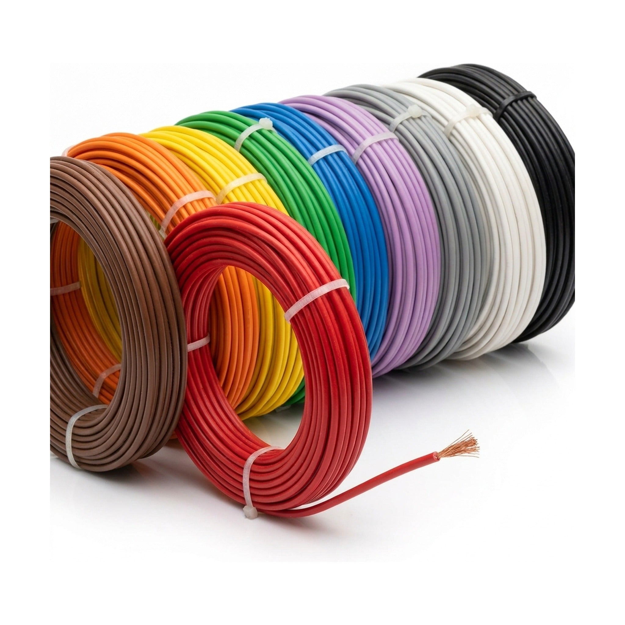 KIT COM 10 CABOS AUTOMOTIVOS 1,00mm2 – 10 METROS CADA (TOTAL 100 METROS)