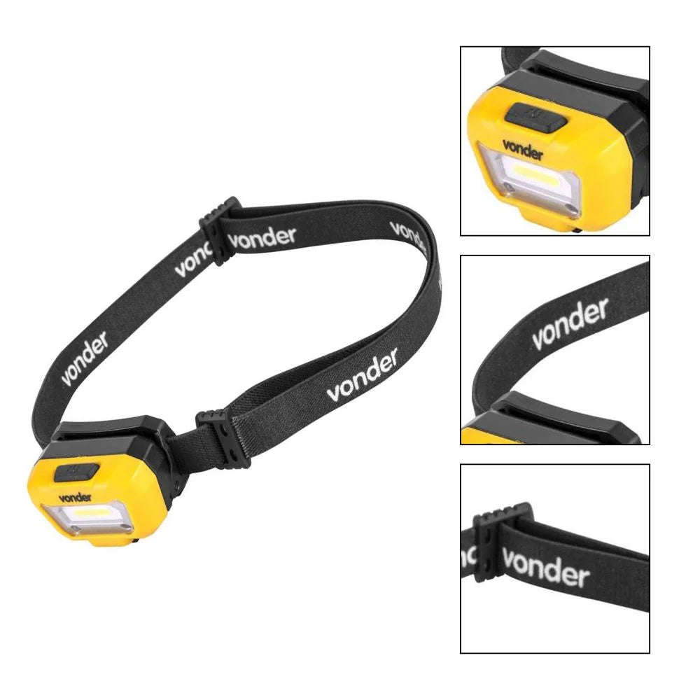 Lanterna Recarregável Amarela e Preta para Cabeça VONDER-8075050200