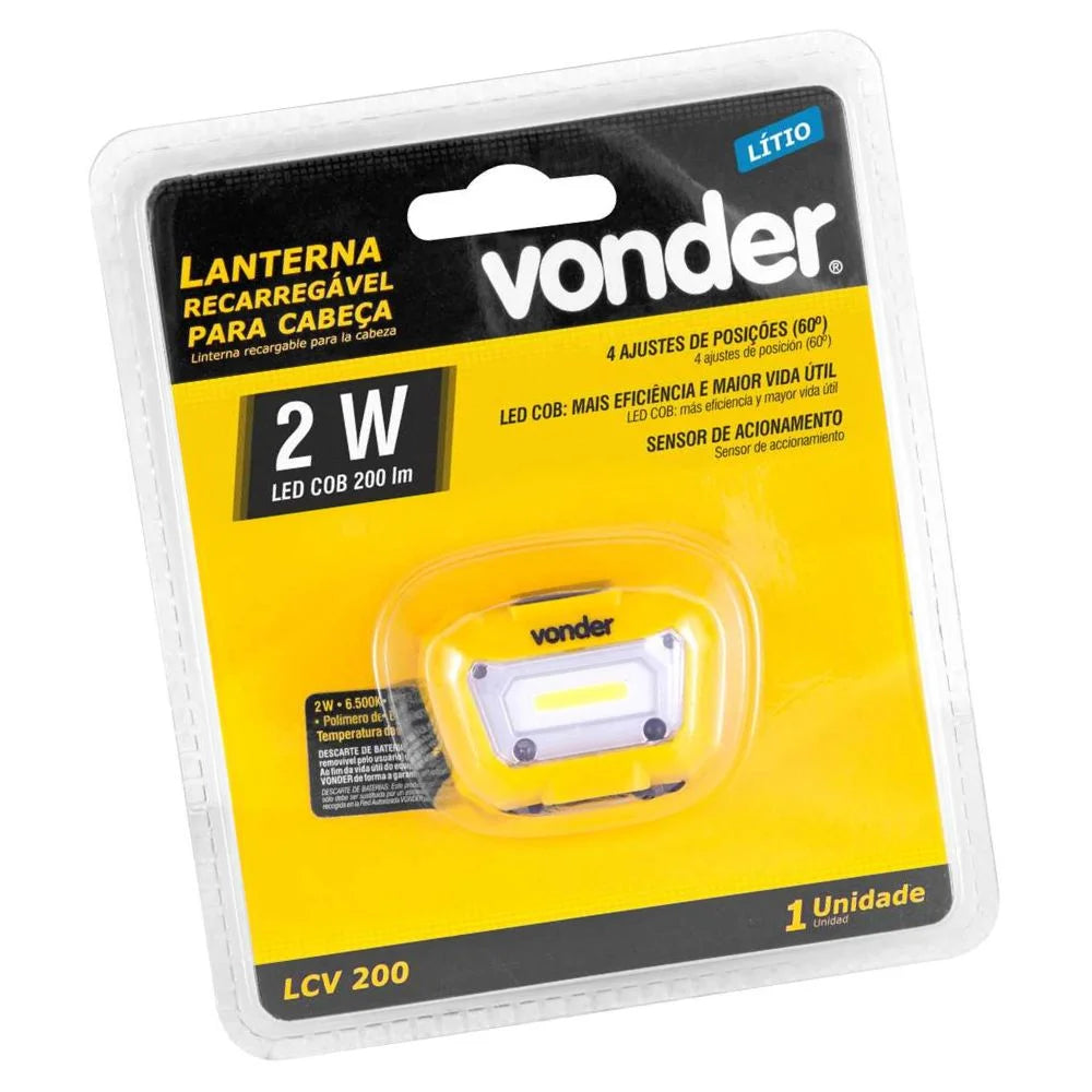 Lanterna Recarregável Amarela e Preta para Cabeça VONDER-8075050200