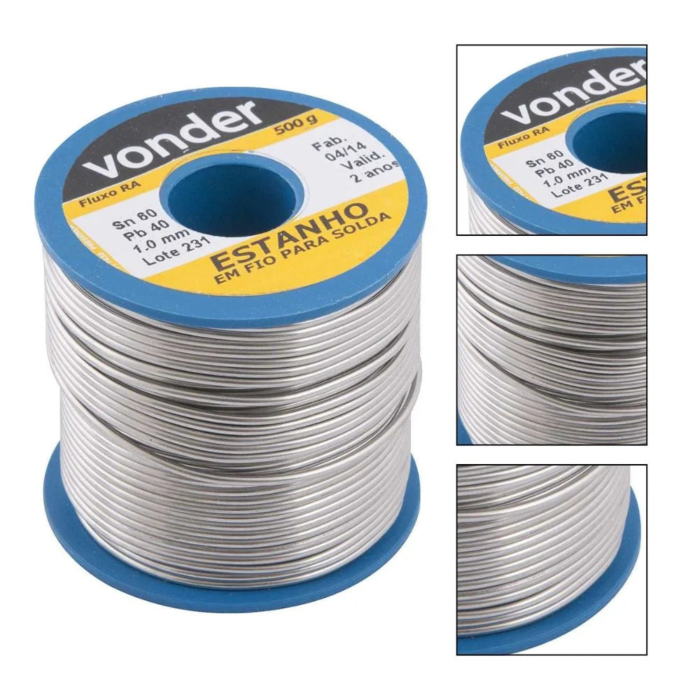 Estanho em fio 1 mm 60 x 40 com 500 g VONDER-7451604010