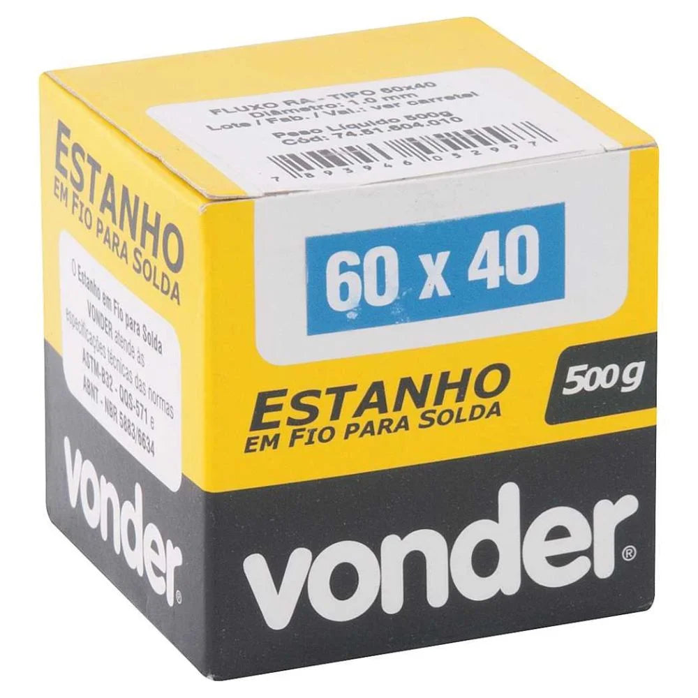 Estanho em fio 1 mm 60 x 40 com 500 g VONDER-7451604010