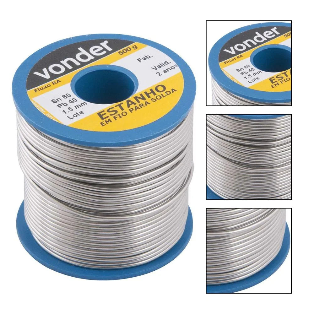 Estanho em fio 1,5 mm 60 x 40 com 500 g VONDER-7451604015