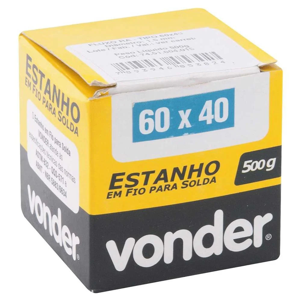 Estanho em fio 1,5 mm 60 x 40 com 500 g VONDER-7451604015
