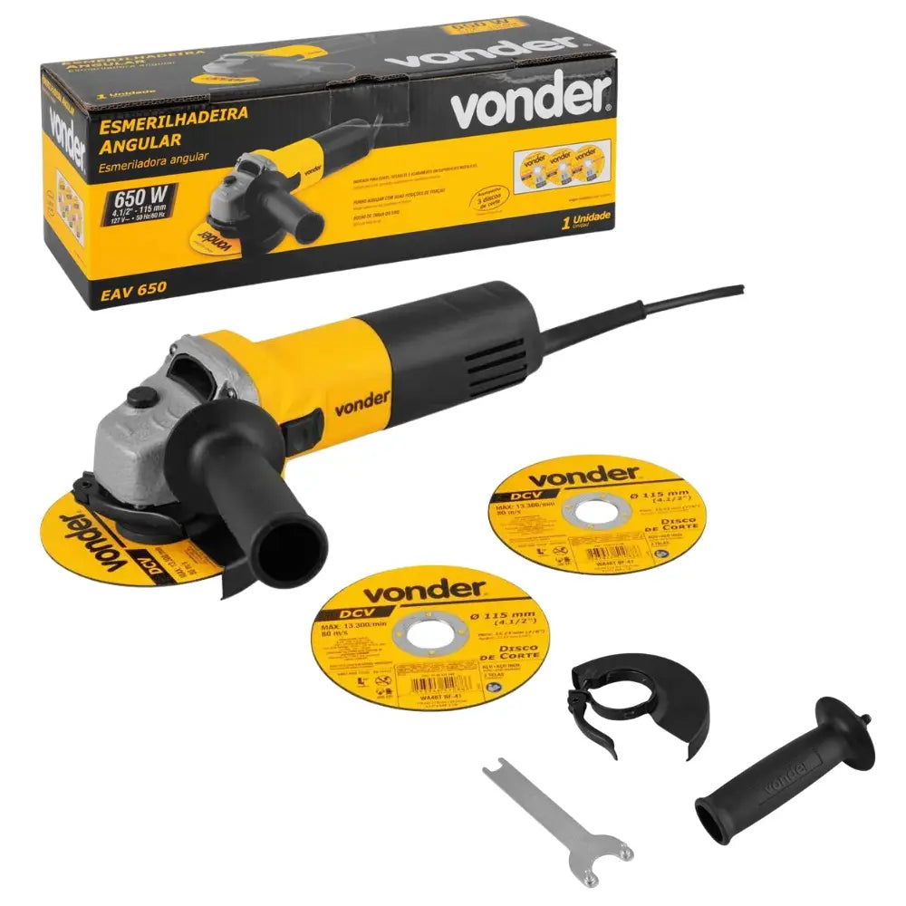 Esmerilhadeira Angular 4.1/2 POL 650W EAV 650 Com Disco VONDER