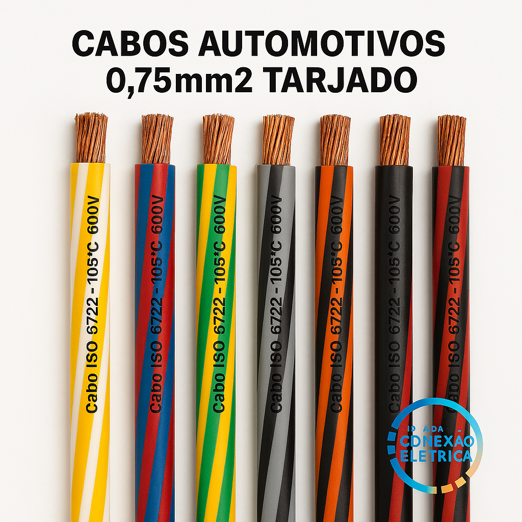 Cabo Automotivo ER 0,75mm2 600v ISO6722 Tarjados - Loja da Conexão Elétrica