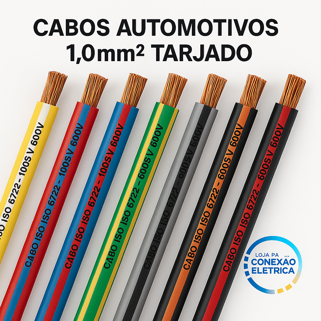 Cabo Automotivo ER 1,0mm2 600v ISO6722 Tarjados - Loja da Conexão Elétrica