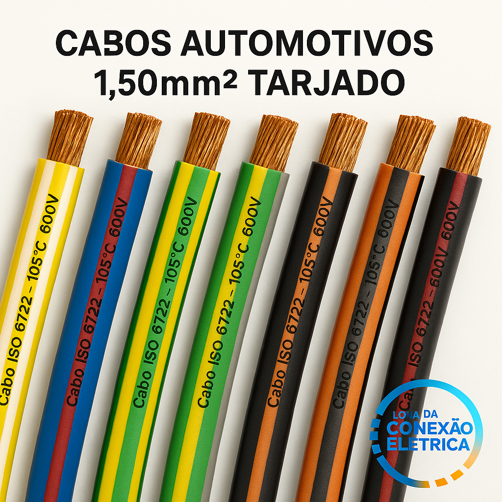 Cabo Automotivo ER 1,50mm2 600v ISO6722 Tarjados - Loja da Conexão Elétrica