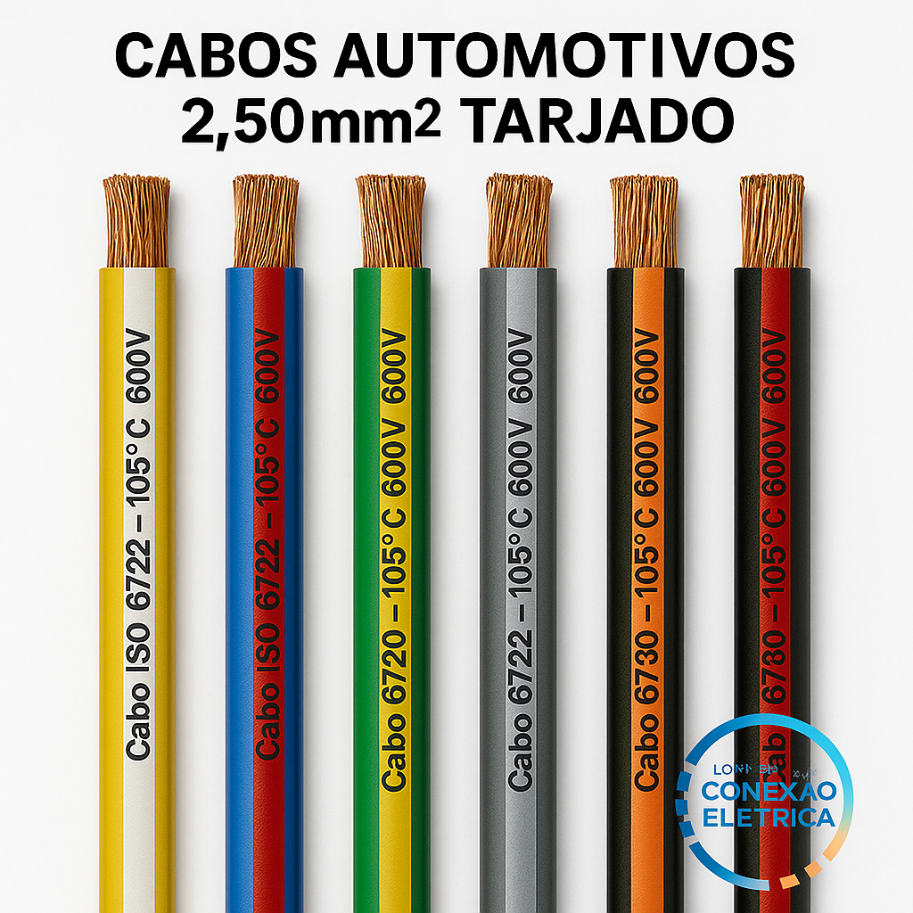 Cabo Automotivo ER 2,50mm2 600v ISO6722 Tarjados - Loja da Conexão Elétrica
