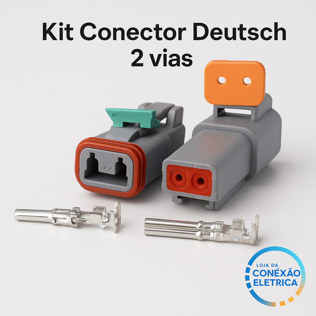 Kit Conector Deutsch/Amphenol Duas Vias Macho E Fêmea AT06-2s AT04-2p 2p - Loja da Conexão Elétrica