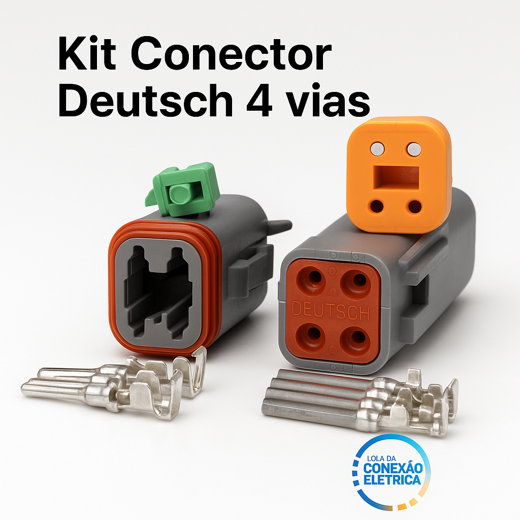 Kit Conector Deutsch/Amphenol 4 Vias Macho E Fêmea AT06-4s AT04-4p 4pinos - Loja da Conexão Elétrica