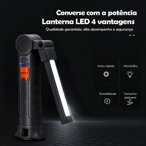 Lanterna LED Recarregável de Trabalho – Compacta, Potente e Versátil