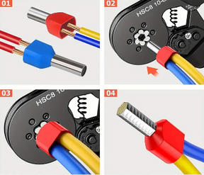 Kit de Terminais Tubulares 1200 peças + Alicate de Crimpagem HSC8 10-6A - Loja da Conexão Elétrica