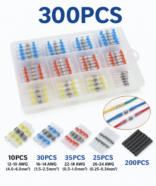 Kit De Tubo Termo Retrátil Com Emenda De Fio Anel De Estanho - 300 pçs - Loja da Conexão Elétrica