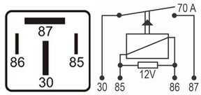 DNI 0121 - Relé Auxiliar Injeção Eletrônica 70A – 12V