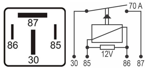 DNI 0121 - Relé Auxiliar Injeção Eletrônica 70A – 12V