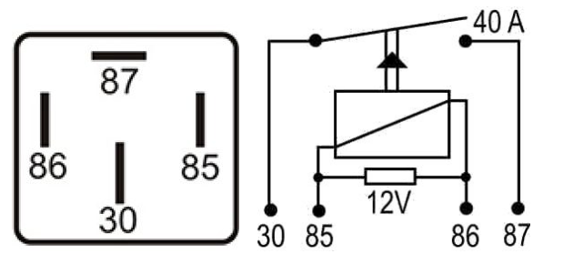 DNI 0129 - Relé Auxiliar da Bomba Elétrica - 40A – 12V