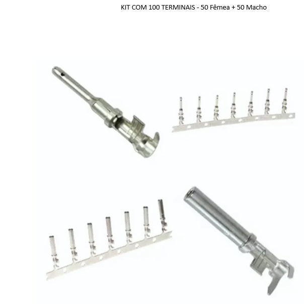 Kit com 100 Terminais Agrícolas Deutsch Size 16 - Macho e Fêmea