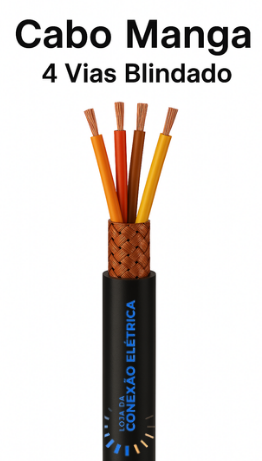 Cabo Manga 4X22AWG Blindagem Trançada - LJ, VM, MR, AM - Loja da Conexão Elétrica