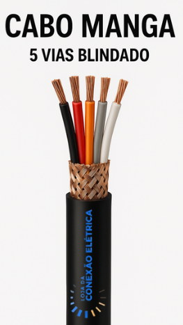 Cabo Manga 5X24AWG Blindagem Trançada - PT, VM, LJ, CZ,BR - Loja da Conexão Elétrica