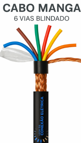 Cabo Manga 6X26AWG Blindagem Trançada - LJ, VM, MR, AZ, VD, AM - Loja da Conexão Elétrica