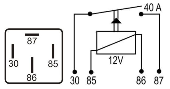 DNI 0101 - Relé Auxiliar Terminais Invertidos 40A - 12V