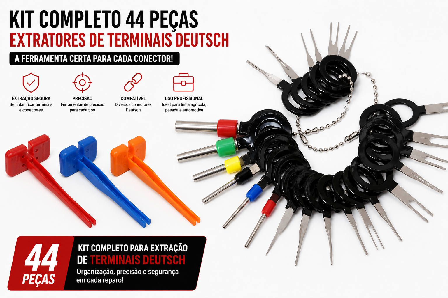 Kit 44 Removedores de Terminais Agricola Deutsch