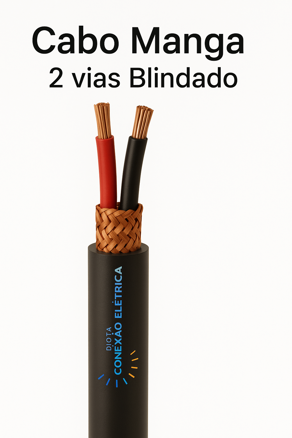 Cabo Manga 2X18AWG Blindagem Trançada - VM, PT - Loja da Conexão Elétrica