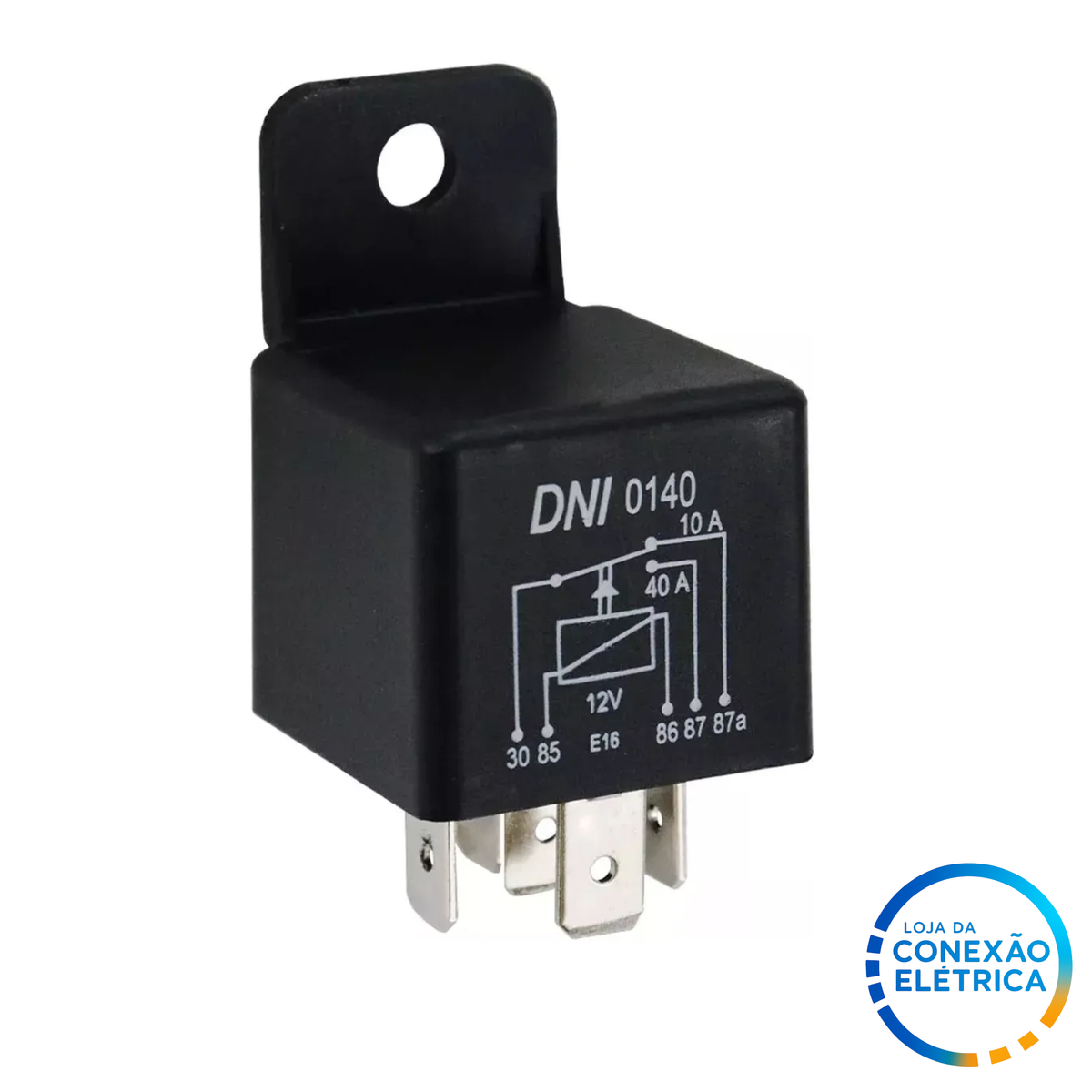 DNI 0140 – Relé Auxiliar Reversor Universal 12V – 40/10A (com Suporte)