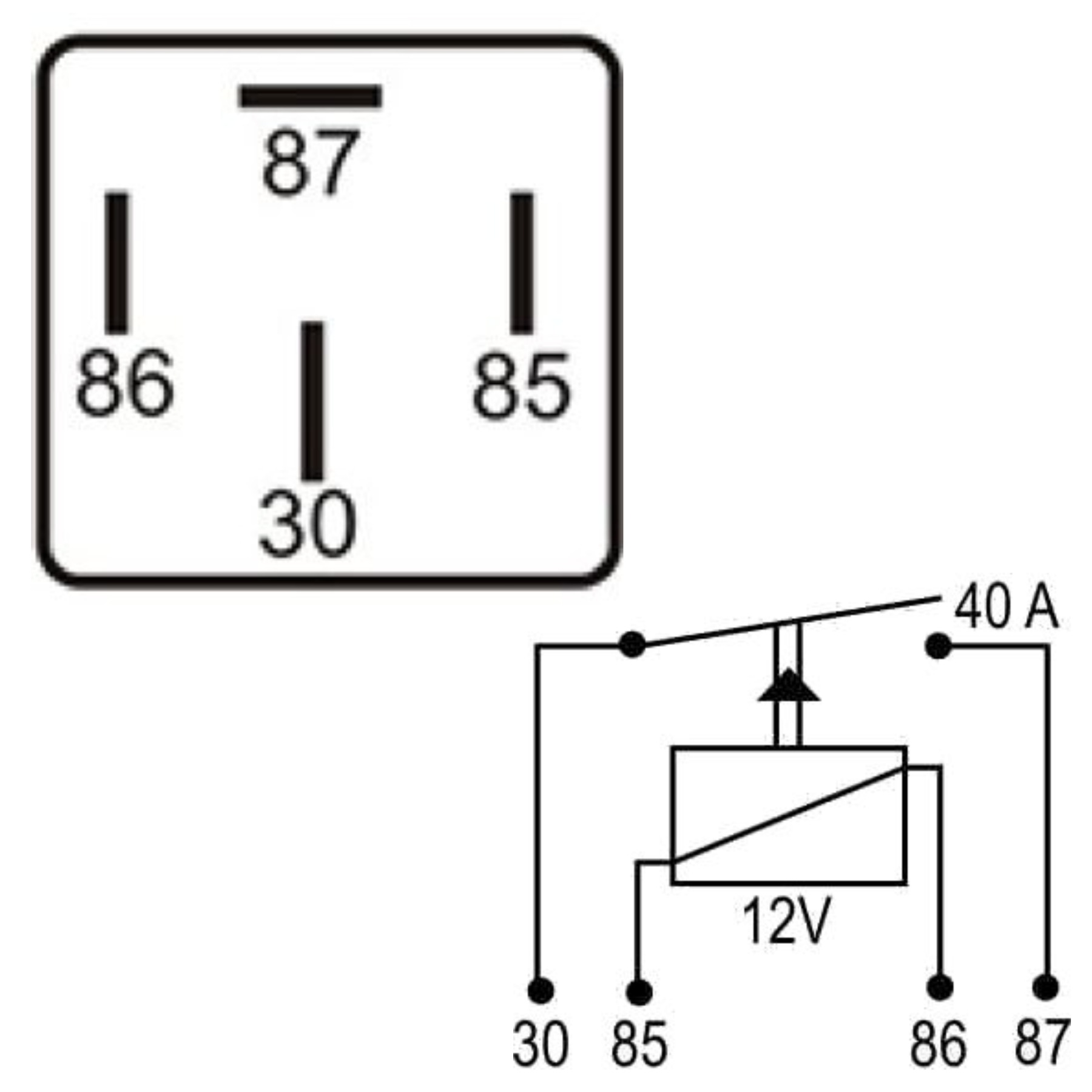 DNI 0102 – Relé Auxiliar Universal 40A – 12V com Suporte