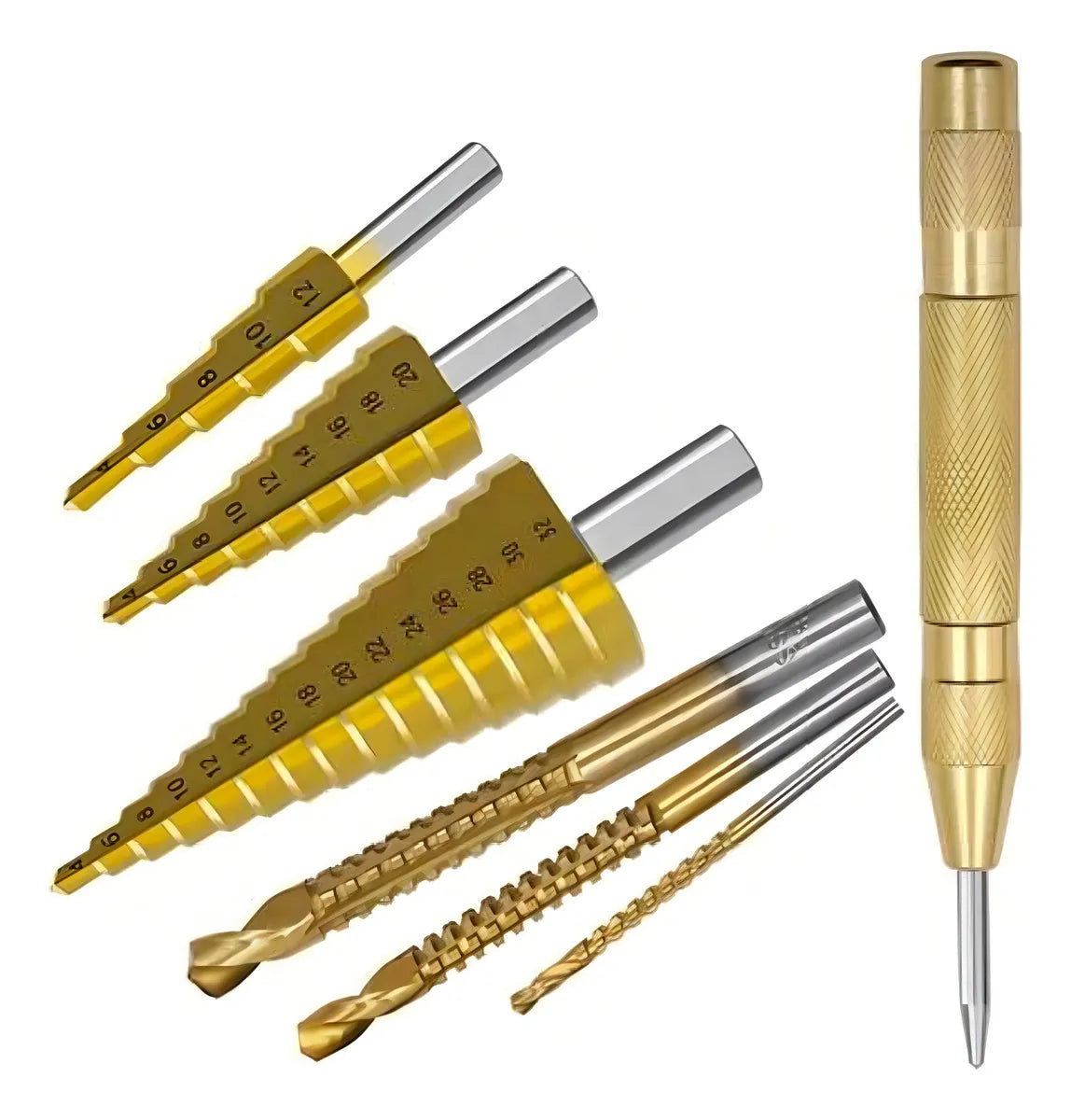 Kit 7 Peças Brocas Escalonada 4-12mm, 4-20mm, 4-32mm