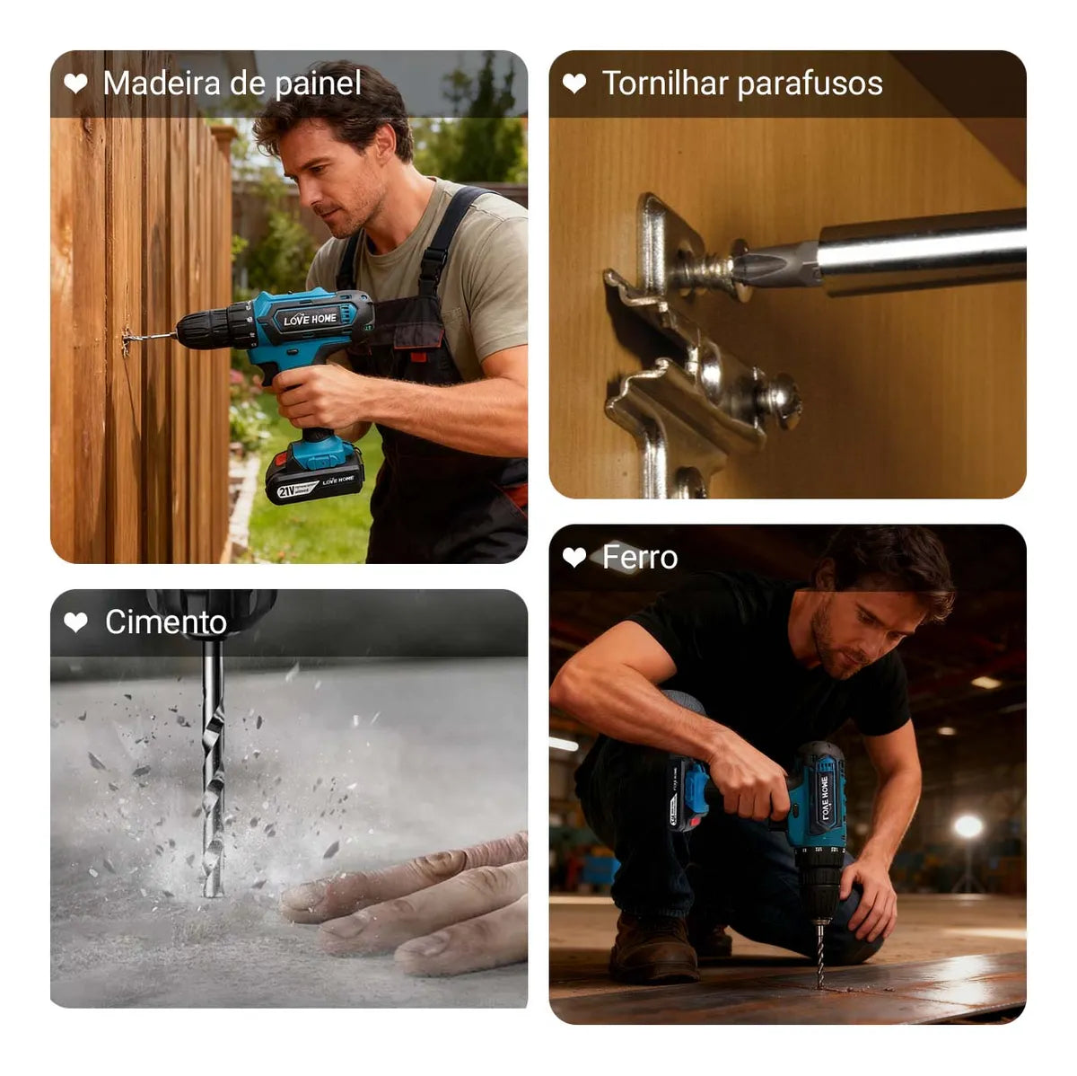 Kit Furadeira Parafusadeira Impacto Sem Fio 2 Baterias 21v