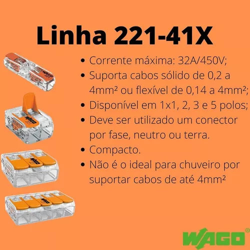 Kit de Conectores 221-412 Wago - Loja da Conexão Elétrica