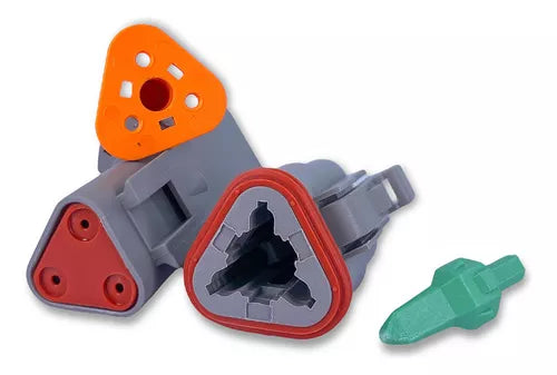 Kit Conector Deutsch/Amphenol Três Vias Macho E Fêmea AT06-3s AT04-3p 3p - Loja da Conexão Elétrica